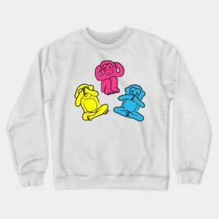 Pink, yellow and blue pattern monkey Crewneck Sweatshirt
